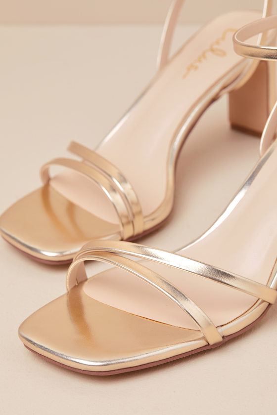 Loxley Gold Ankle Strap High Heel Sandals
