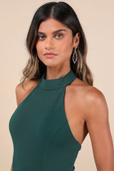Majestic Perfection Emerald Green Ruffled Halter Maxi Dress