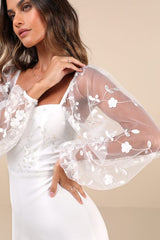 Darling Charisma White Mesh Embroidered Jumpsuit