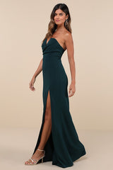 Effortless Radiance Emerald Green Strapless Mermaid Maxi Dress