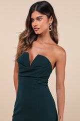 Effortless Radiance Emerald Green Strapless Mermaid Maxi Dress