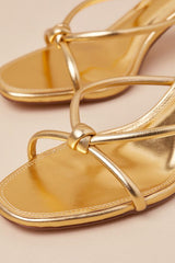 Victoire Gold Knotted Strappy High Heel Slide Sandals