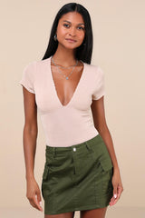 Stylish Appeal Cream Textured Short Sleeve Top