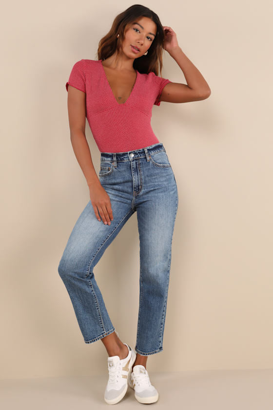 Stylish Appeal Berry Pink Textured Short Sleeve Top