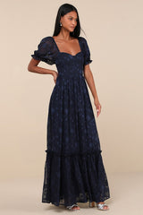 Phenomenal Sweetness Navy Floral Burnout Bustier Maxi Dress
