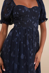 Phenomenal Sweetness Navy Floral Burnout Bustier Maxi Dress