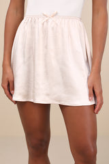 Delicate Aesthetic Cream Satin Bow Mini Skirt