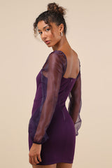 Sophisticated Aura Purple Long Sleeve Bodycon Mini Dress