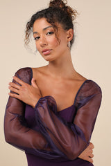 Sophisticated Aura Purple Long Sleeve Bodycon Mini Dress