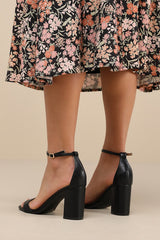 Arylee Black Ankle Strap Heels