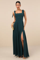 Love Me Forever Emerald Green Square Neck Maxi Dress