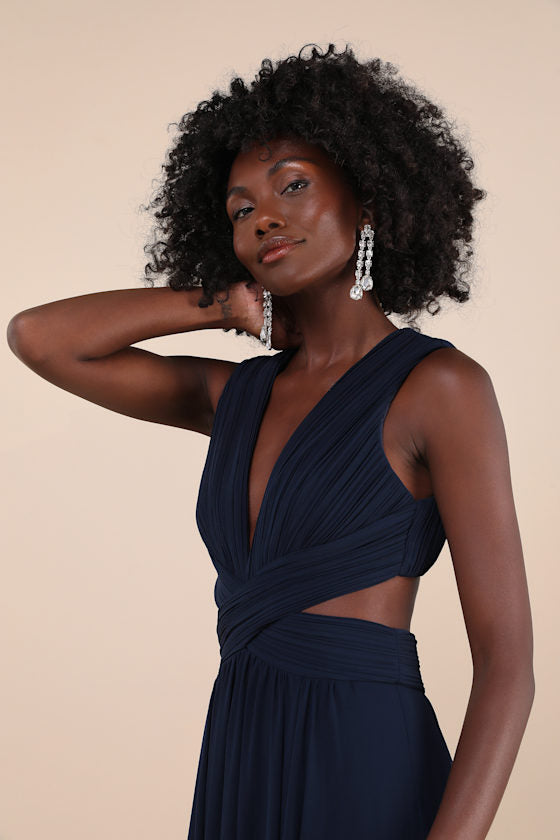 Vivid Imagination Navy Blue Cutout Maxi Dress