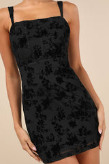 Stunning Status Black Mesh Velvet Burnout Bustier Mini Dress