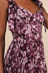 Illustrious Aura Plum Purple Floral Bustier Tie-Strap Maxi Dress
