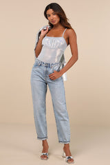 Radiant Moment Silver Iridescent Sequin Tank Top