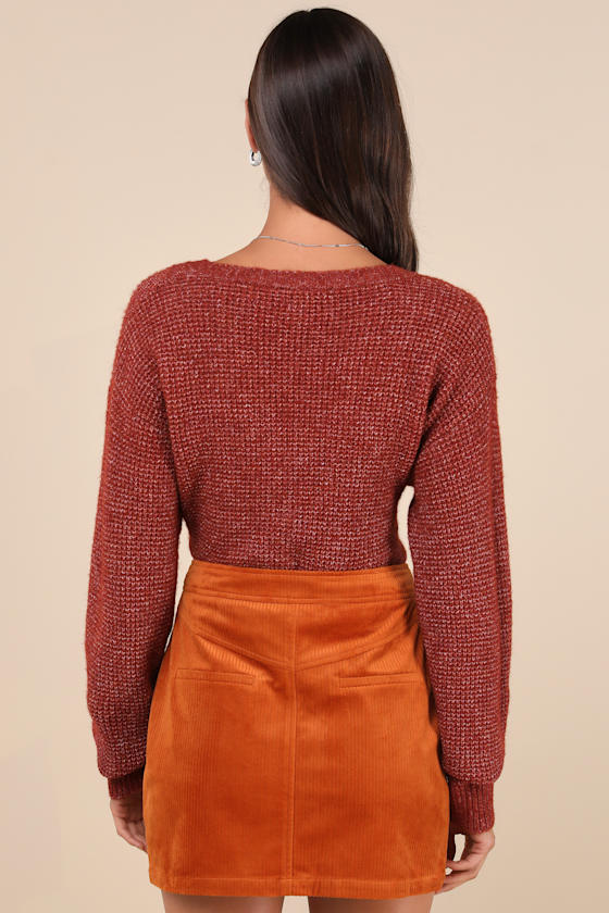 Perfected Cuteness Rust Orange Corduroy High-Rise Mini Skirt