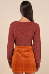 Perfected Cuteness Rust Orange Corduroy High-Rise Mini Skirt