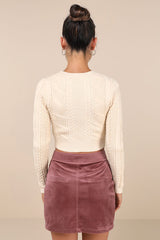 Perfected Cuteness Mauve Corduroy High-Rise Mini Skirt
