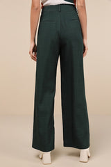 Bold Poise Dark Green High-Rise Straight-Leg Trouser Pants