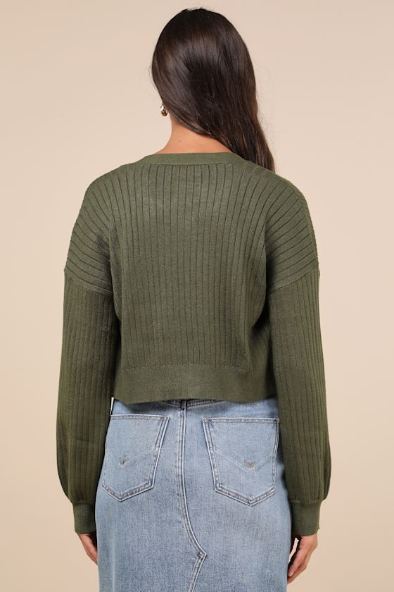 Cutest Duet Olive Green Knit Cami Top and Cardigan Sweater Set