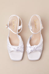 Remie White Satin Knotted Platform High Heel Sandals