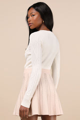 Chic Weather Beige Lurex Knit High-Waisted Skirt