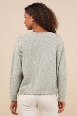 Timeless Perfection Green Textured Crew Neck Pullover Sweater