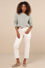 Timeless Perfection Green Textured Crew Neck Pullover Sweater