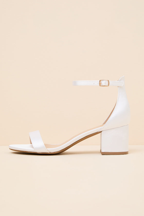 Harper Ivory Satin Ankle Strap Heels