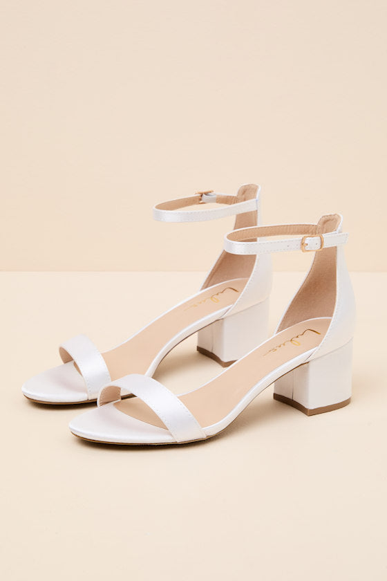 Harper Ivory Satin Ankle Strap Heels