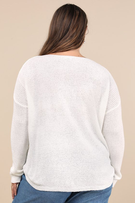 Positive Affirmations Ivory Loose Knit Sweater