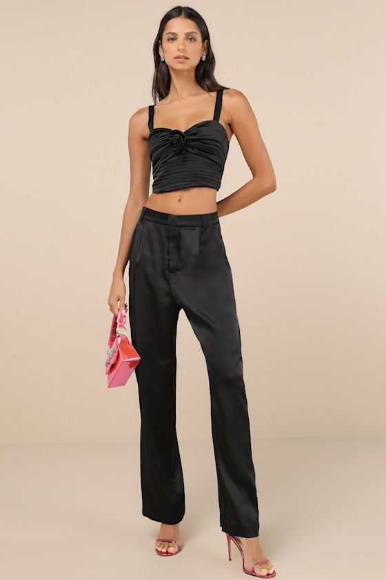 Flawless Behavior Black High-Rise Straight Leg Pants