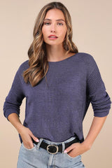 Positive Affirmations Blue Loose Knit Sweater