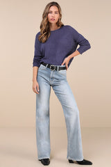 Positive Affirmations Blue Loose Knit Sweater
