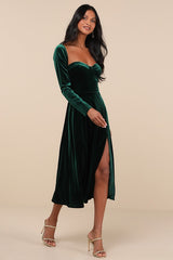 Precious Impression Emerald Green Velvet Bustier Midi Dress