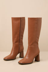 Reelee Tan Square Toe Knee-High Boots