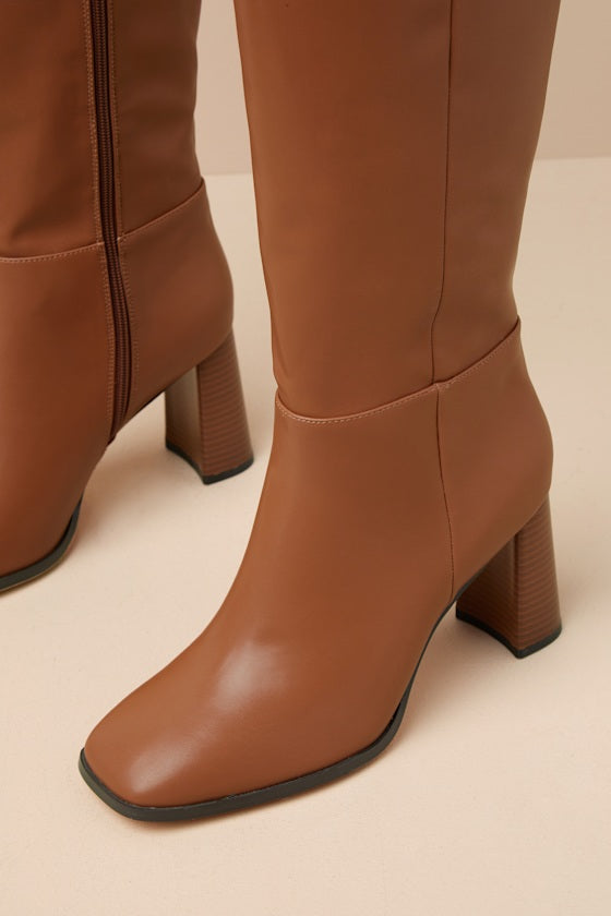 Reelee Tan Square Toe Knee-High Boots