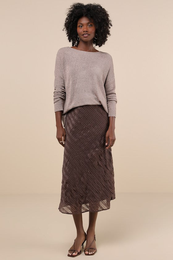 Positive Affirmations Taupe Loose Knit Sweater