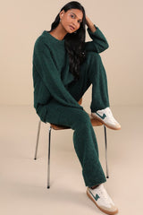 Signature Sunday Dark Green Knit Sweater Pants