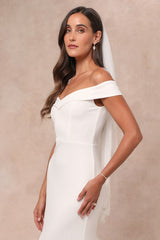 Arienne White Off-the-Shoulder Mermaid Maxi Dress