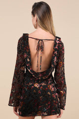Charismatic Influence Black Burnout Velvet Cowl Back Mini Dress