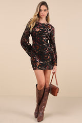 Charismatic Influence Black Burnout Velvet Cowl Back Mini Dress