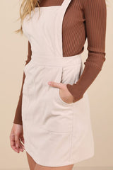 Embracing Autumn Cream Corduroy Pinafore Mini Dress