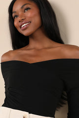 Designated Cutie Black Long Sleeve Surplice Top