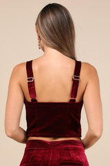 Sneak Peak Burgundy Velvet Bustier Crop Top