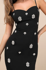 Completely Regal Black Rhinestone Sleeveless Column Maxi Dress