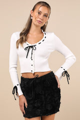 Extraordinarily Flirty Black Fuzzy 3D Rosette Micro Mini Skirt
