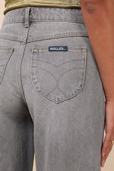 Kate Washed Grey Mid-Rise Baggy Jeans