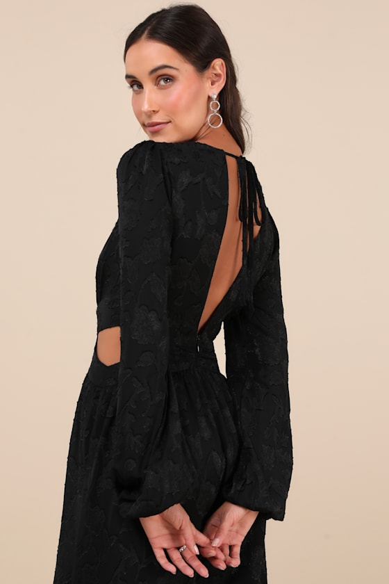 Ravishing Marvel Black Burnout Floral Cutout Wide-Leg Jumpsuit