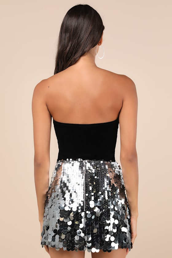 Notorious Radiance Gunmetal Sequin High Rise Mini Skirt